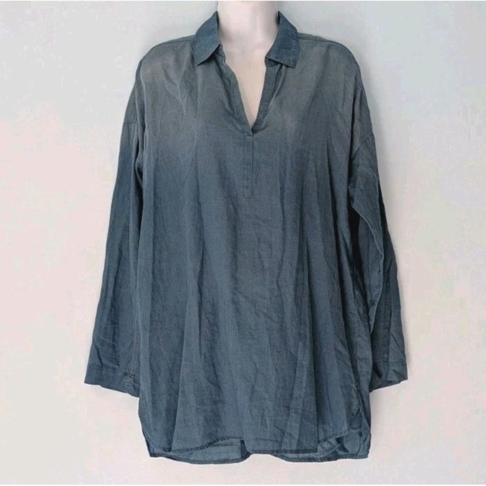 Pure Jill Tunic Top Small Azure Blue Cotton Relaxed Indigo J Jill NEW